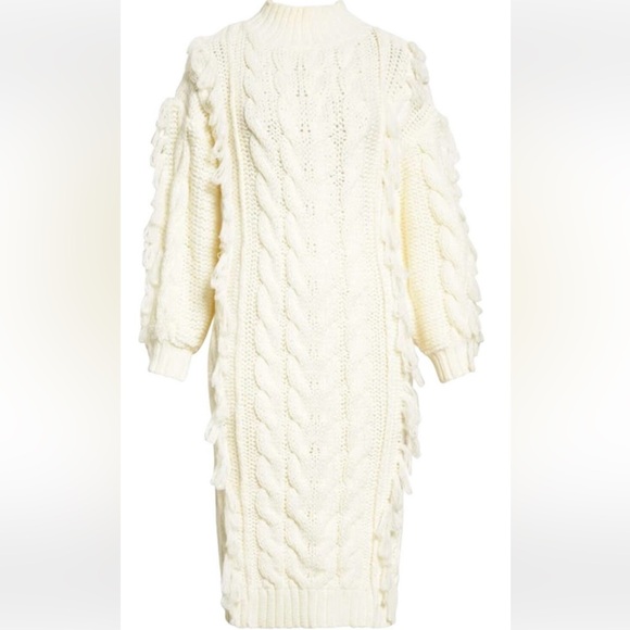 FarmRio White Midi Sweater Dress - Picture 4 of 7